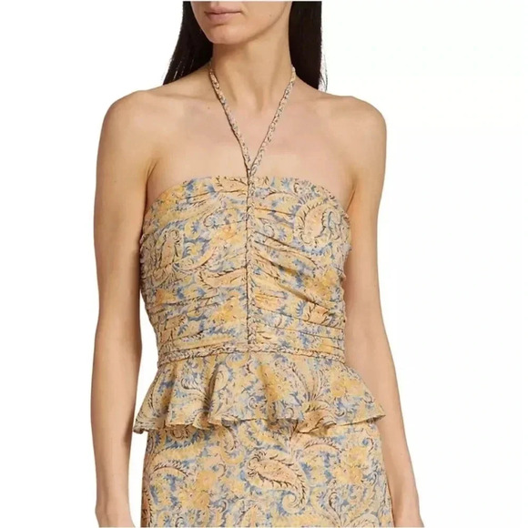 Veronica Beard Arienne Gathered halter neck top - Picture 2 of 12